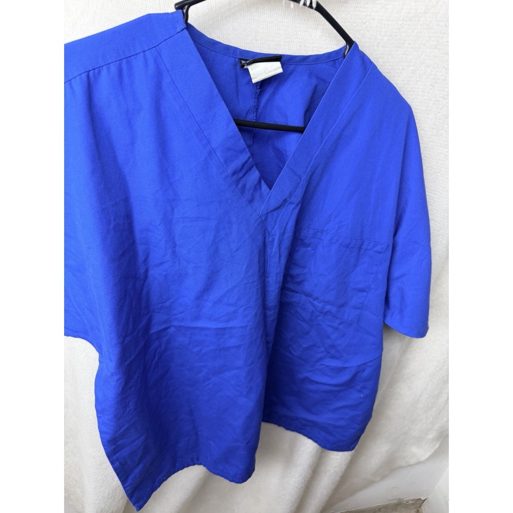 Cherokee Workwear Scrub Top Womens L Royal Blue V-Neck Medical